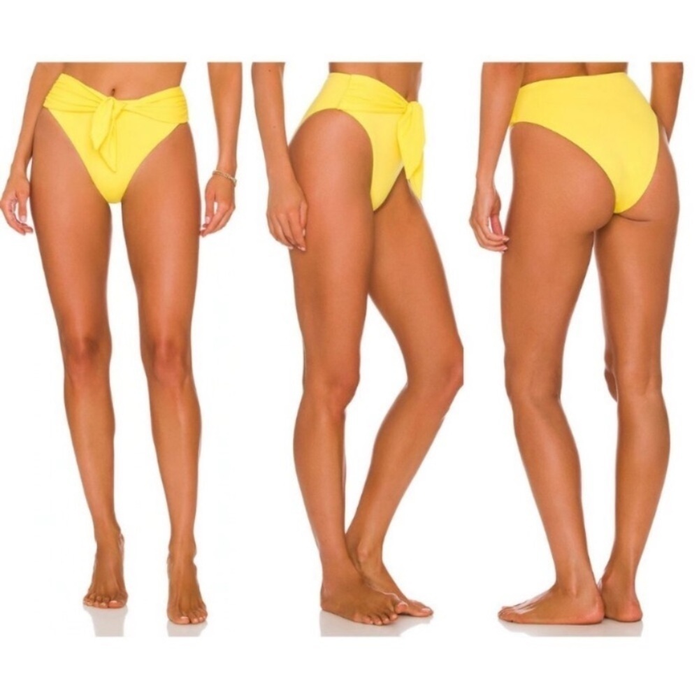 New! Agua Bendita Isabella Yellow Front Knot Bikini Bottom 3962
